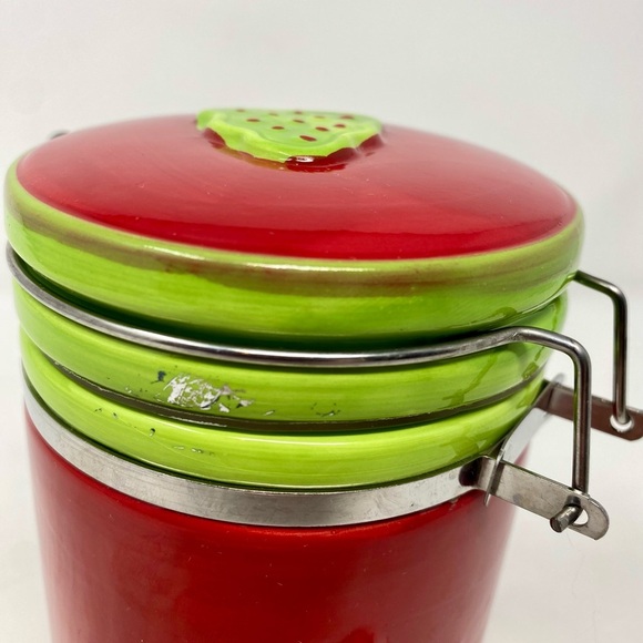 Red and Green Canister with Holiday Design - Picture 3 of 12